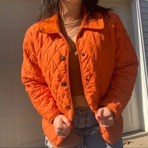 Orange Corduroy Quilted Jacket